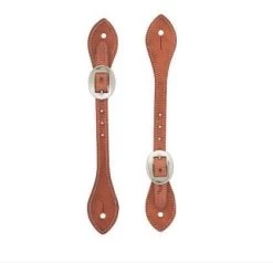 Flared Harness Leather Spur Straps - Russet