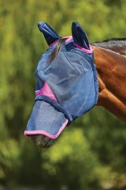 Weatherbeeta Comfitec Deluxe Durable Mesh Mask With Ears And Nose - Navy/Purple