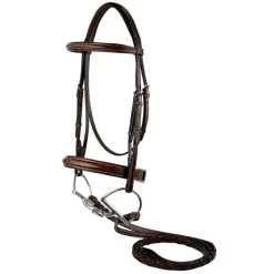 M Toulouse Platinum Devon Bridle With Fancy Stitched Reins - Chocolate