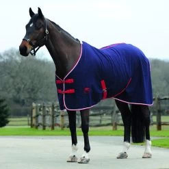 Weatherbeeta Cotton Show/Stable Sheet - Navy/Silver/Red