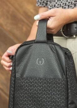 Equestrian Boot Bag - Burgundy Chevron Bits -Equestrian Supplies 30446 blk top