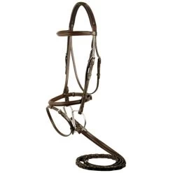 M Toulouse Platinum Hampshire Flash Bridle With Reins - Chocolate