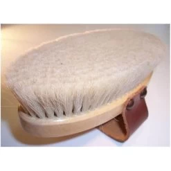 Oval Brush Filled Goat Hair With Leather Strap - WOOD