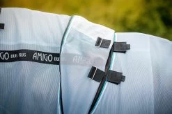 Amigo Bug Rug - White With Black And Azure -Equestrian Supplies afrr70 D