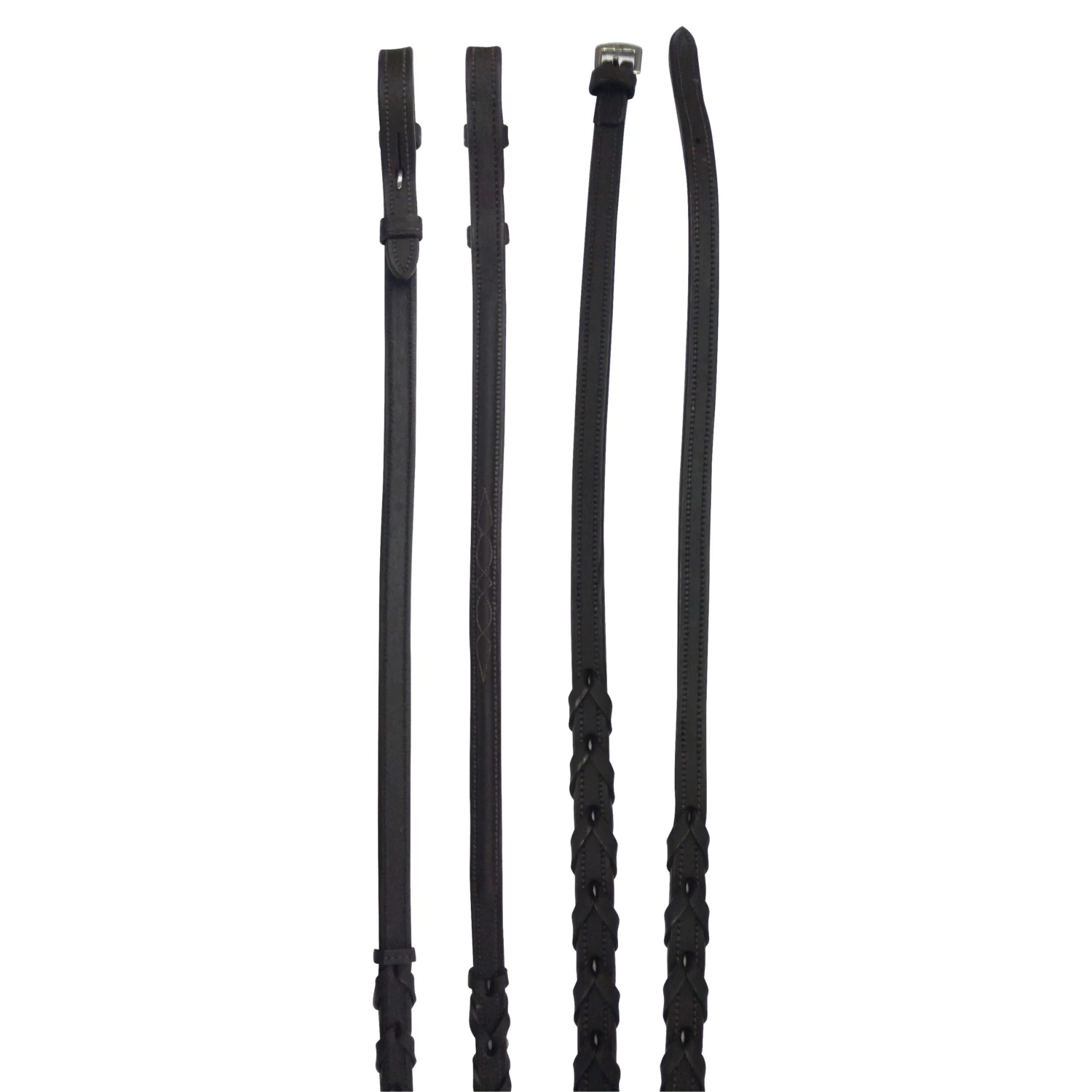 Fancy Stitch Braided Reins - Brown 1 Fancy Stitch Braided Reins - Brown